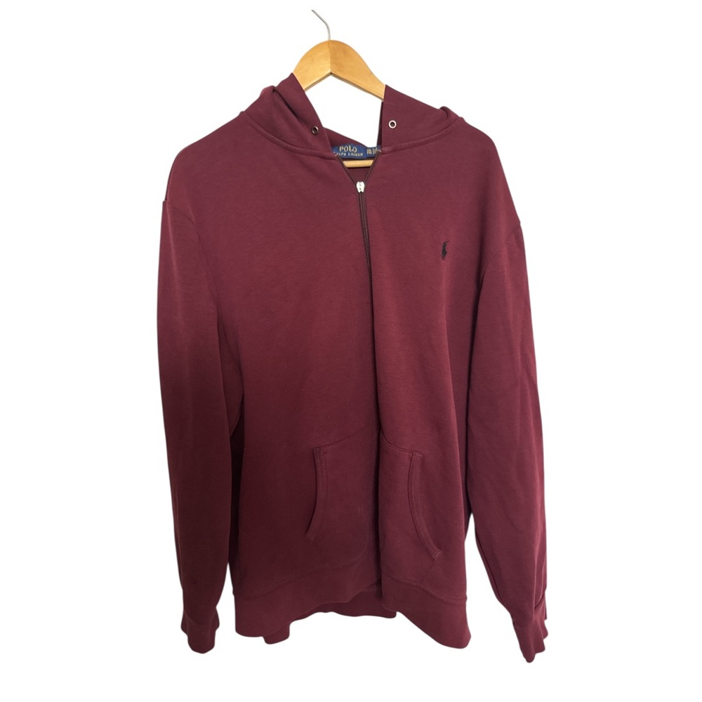 Polo by Ralph Lauren Men's Burgundy Zip up Hooded Sweater